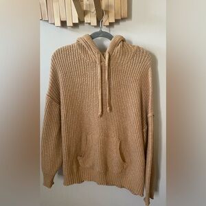 American Eagle Cozy Tan Knit Hoodie Sweater Size Medium